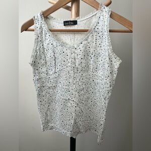 COPY - Tank top Camisole polka dots lace trim  Small Size White